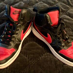 Nike Court Borough Mid 2 Bred Shoes Boys 6.5Y Youth Black/ Red